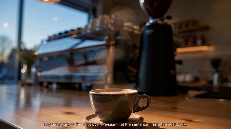 A cup of coffee on the counter, used to cover the cut.
